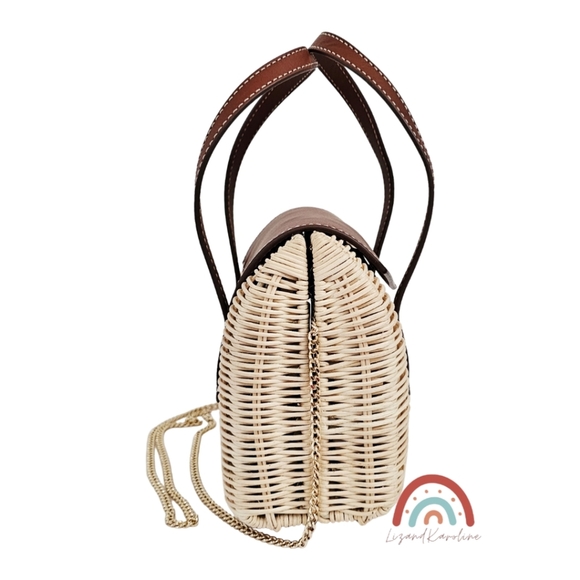 New! J. Crew Small Rattan Leather Top Handle Satchel Crossbody Bag NWT - Picture 8 of 16